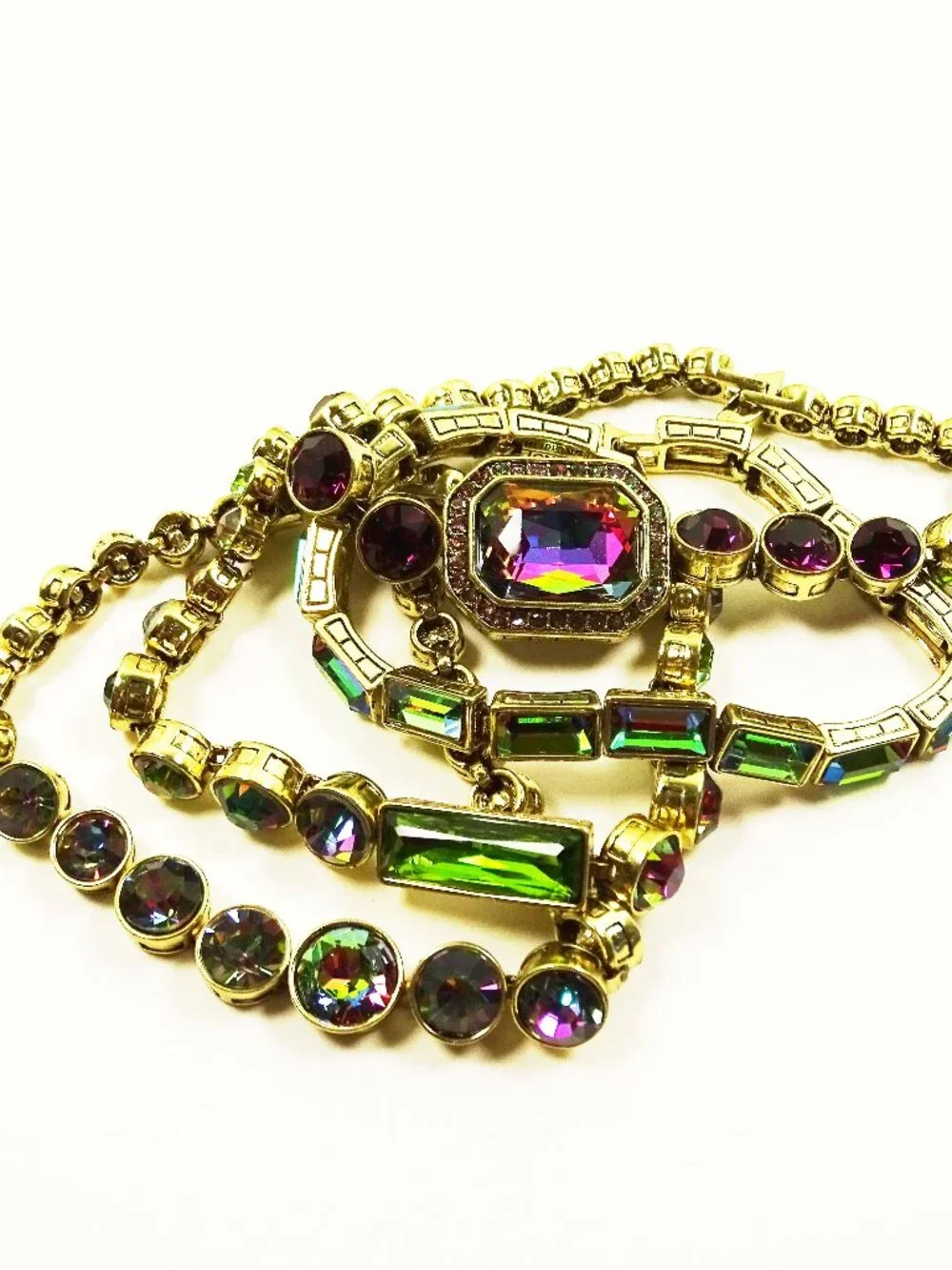 HEIDI DAUS Multicolor Alexandrite Like Swarovski Crystals Set of Four Bracelets